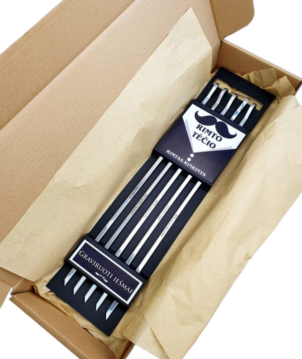 BBQ metal sticks set with carboard box ,,Rimto tecio Rimtas rinkinys,, - Image 3