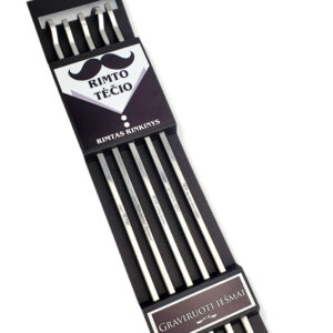 BBQ metal sticks set with carboard box ,,Rimto tecio Rimtas rinkinys,,