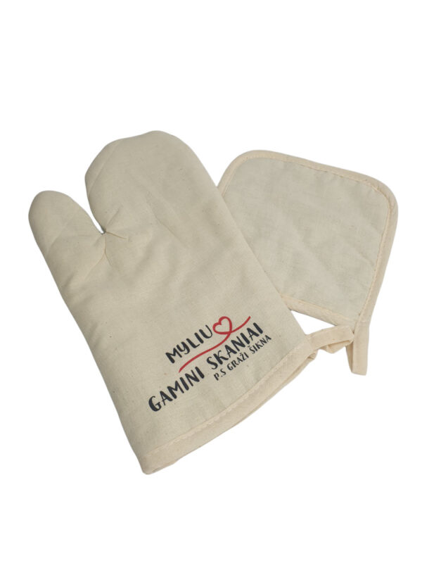 Oven Glove with print ,,Myliu Gamini skaniai,,