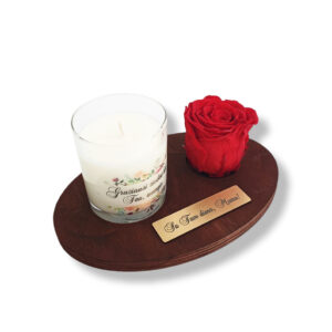 Preserved rose and wax candle ,,Su Tavo diena,Mama,,