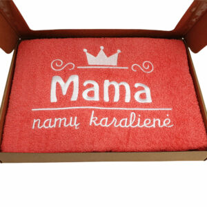 Towel with cardboard box ,,Mama-namu karaliene,,