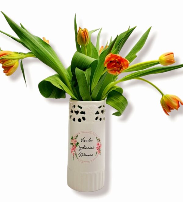 Ceramic vase ,,Visada zydinciai mamai,,