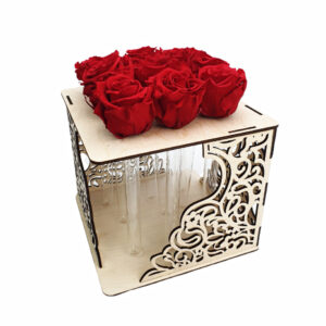 Wooden vase with glass tube
