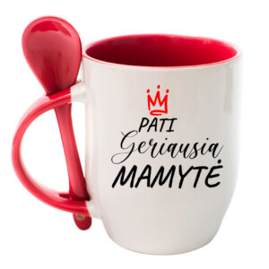 Cup with Spoon ,,Pati geriausia mama,,