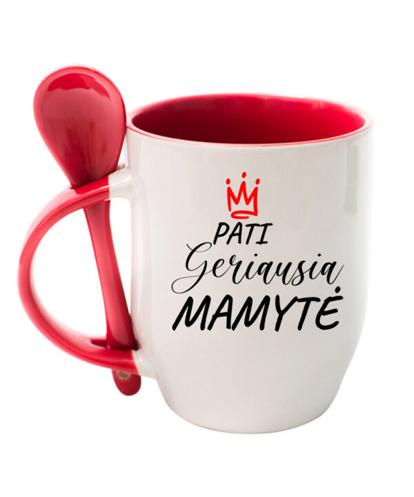 Cup with Spoon ,,Pati geriausia mama,,