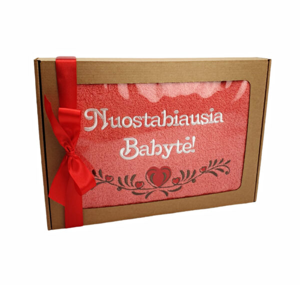 Towel with cardboard box ,,Nuostabiausia Babyte,, - Image 2