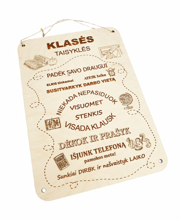 Hanging sign ,, Klases taisykles,,
