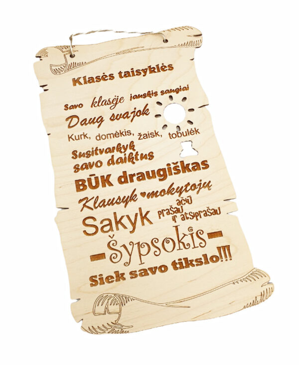 Hanging sign ,, Klases taisykles,,