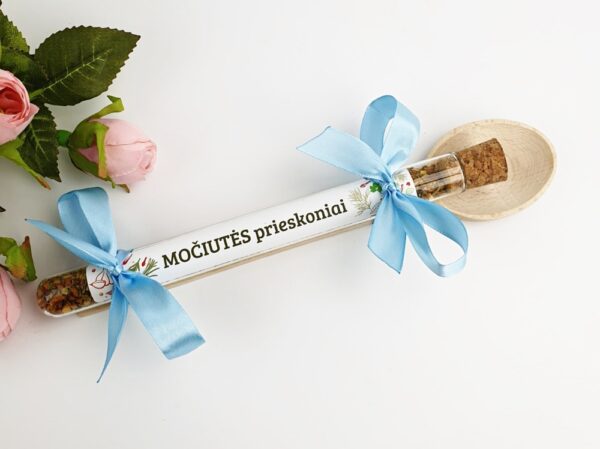 Wooden spoon with spice tube ,,Mociutes prieskoniai,,