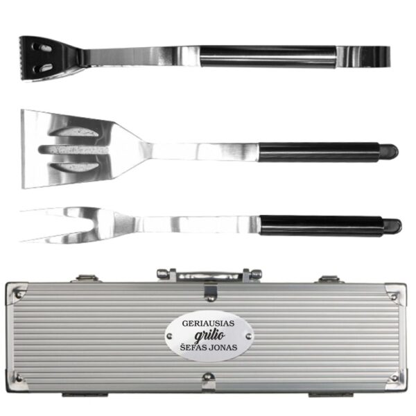 BBQ Grill Tool Set ,,Geriausias grilio sefas Jonas,,