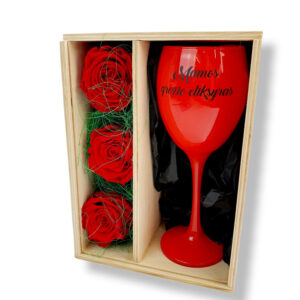 Composition from preserved rose with glass
