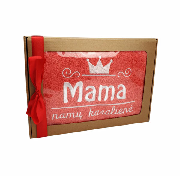 Towel with cardboard box ,,Mama-namu karaliene,, - Image 2