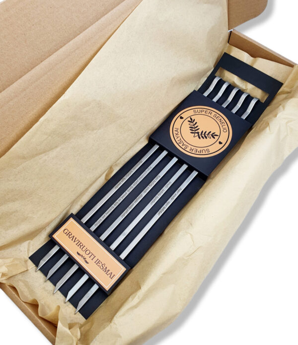 BBQ metal sticks set with carboard box ,,Super senelio..,,