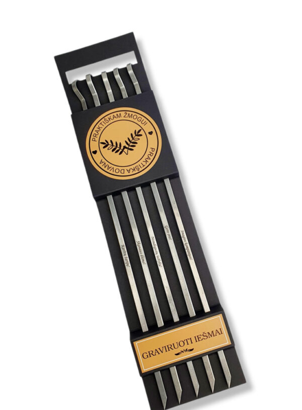 BBQ metal sticks set with carboard box ,,Praktiskam zmogui,, - Image 4