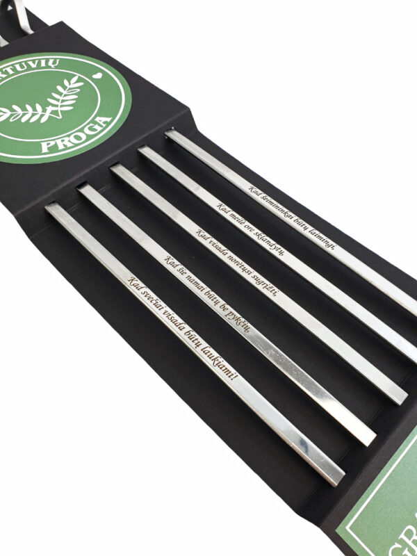BBQ metal sticks set with carboard box ,,Ikurtuviu proga,, - Image 3