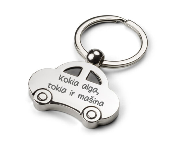 Metal keychain ,,Kokia alga,tokia ir masina,,