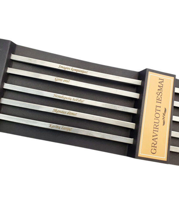 BBQ metal sticks set with carboard box ,,Praktiskam zmogui,, - Image 3