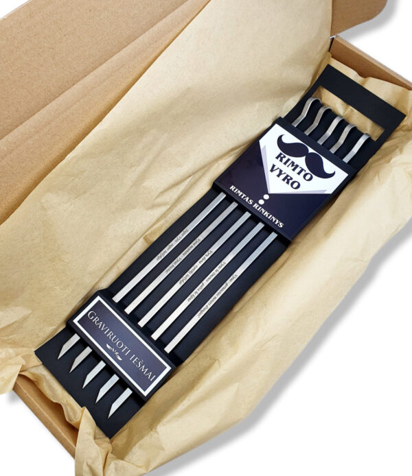 BBQ metal sticks set with carboard box ,,Rimto vyro,, - Image 4