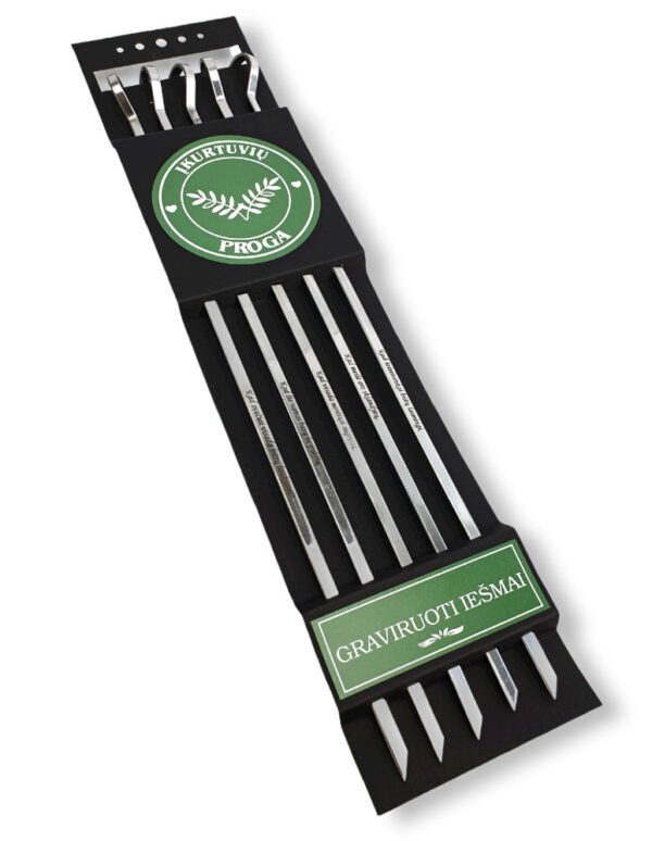 BBQ metal sticks set with carboard box ,,Ikurtuviu proga,, - Image 4