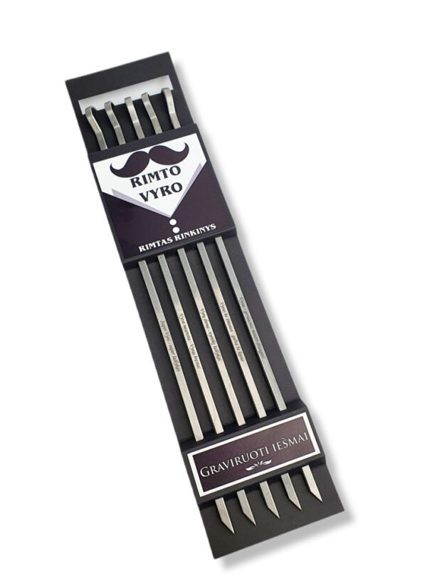 BBQ metal sticks set with carboard box ,,Rimto vyro,,