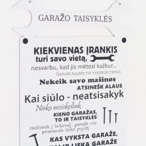 Metal Hanging sign ,, Garazo taisykles,,