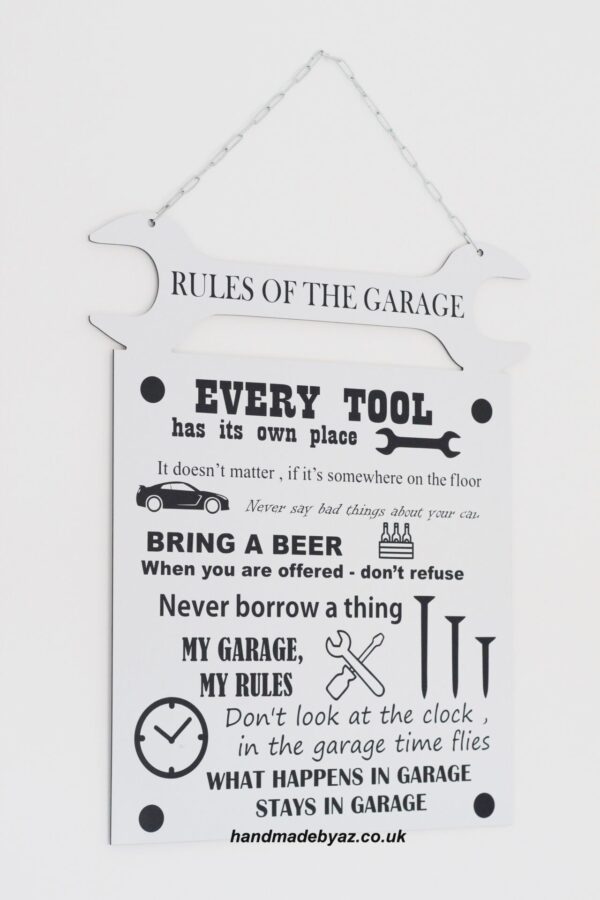 Metal Hanging sign ,, Rules of the garages,, - Image 2