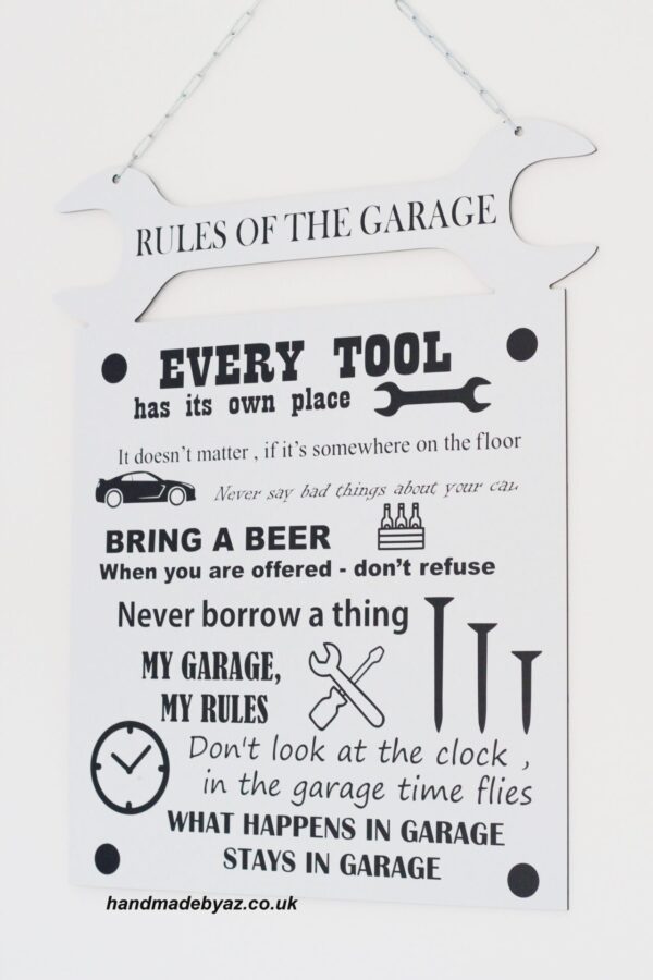 Metal Hanging sign ,, Rules of the garages,,