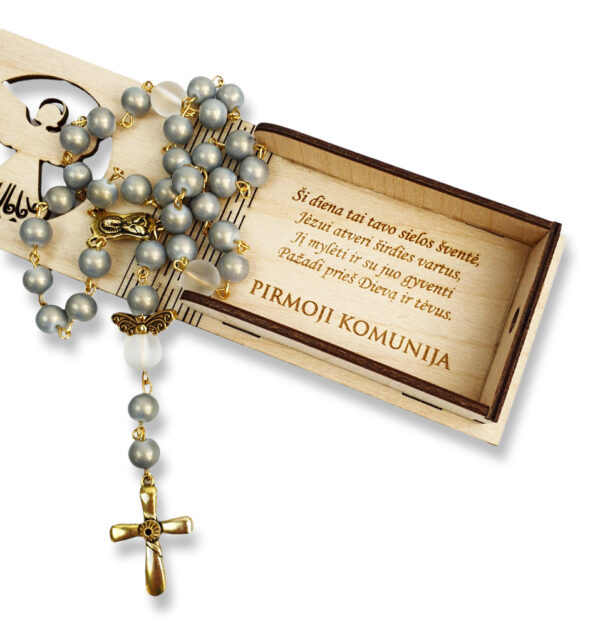 Wooden Envelope with rosary ,,Pirmoji Komunija,, - Image 2