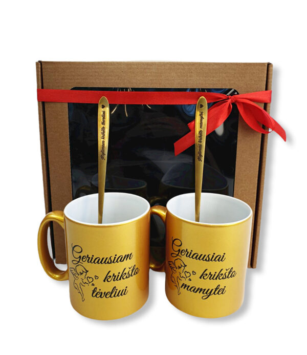 Gift set for Godparents ,,Geriausiam Kriksto teciui & Geriausiai Kriksto mamai,, - Image 2