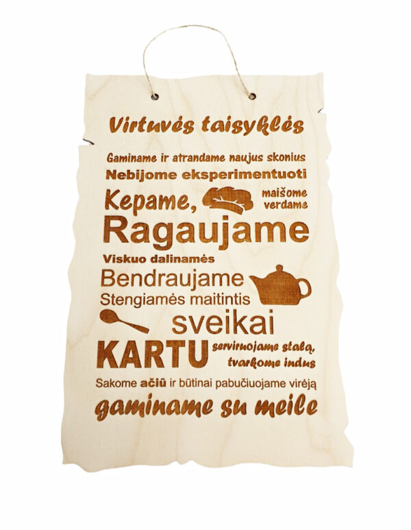 Hanging sign ,, Virtuves taisykles,,