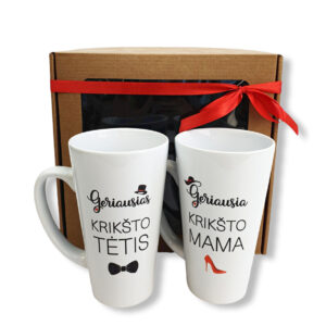 Tall Latte Cup set ,,Geriausias Kriksto tetis & Geriausia kriksto mama,,