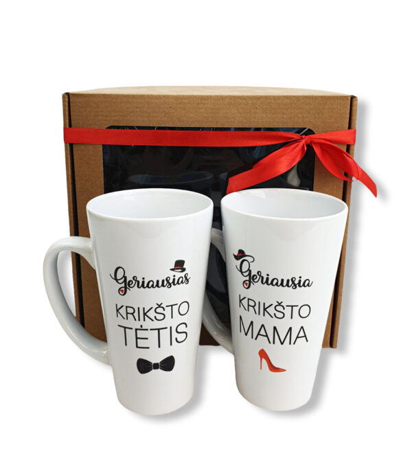 Tall Latte Cup set ,,Geriausias Kriksto tetis & Geriausia kriksto mama,,