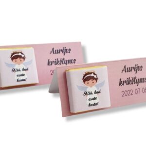 Table card with chocolate bar ,,Aurejos Krikstynos,,