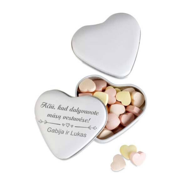 Personalised small metal candy box ,,Aciu,kad dalyvavote...,,