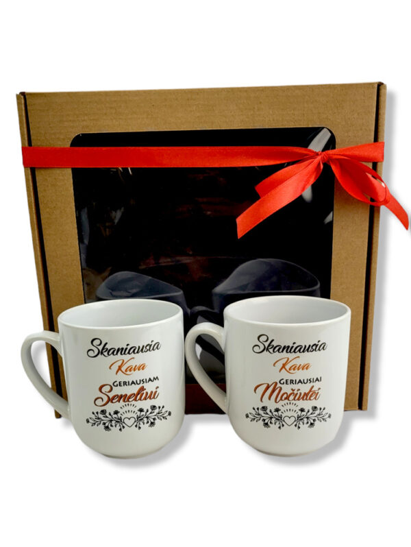 Gift set  ,,Skaniausia kava geriausiam seneliui,, & ,,Skaniausia kava geriausiai mociutei,,