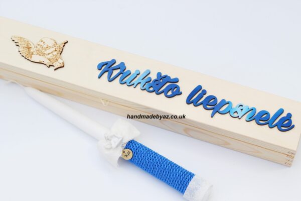 Personalised Candle with box ,,Kriksto liepsnele,,