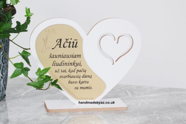 Stand up hearts set ,,Aciu sauniausiam liudininkui,, & ,,Aciu sauniausiai liudininkei,, - Image 2