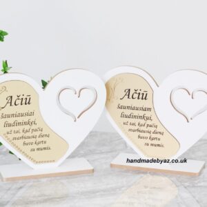 Stand up hearts set ,,Aciu sauniausiam liudininkui,, & ,,Aciu sauniausiai liudininkei,,