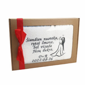 Personalised Towel with cardboard,,Siandien jaunoji,,
