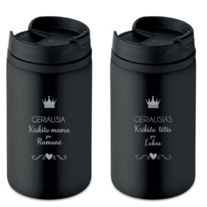 Personalised Thermal cups set ,,Geriausia Kriksto mama,, ,,Geriausias Kriksto tetis,,