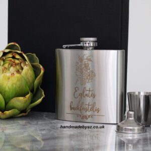 Personalised Metal Flask set ,,ANY TEXT,,