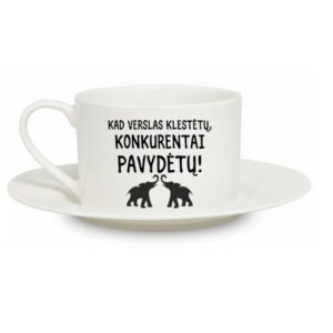 Cup with plate ,,Kad verslas klestetu..,,
