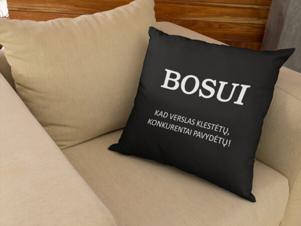 Pillow with print ,,Bosui,kad verslas...,,