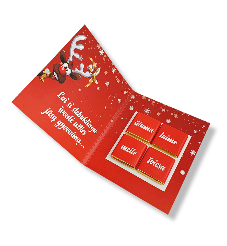 Greeting card with chocolate ,,Su sv. Kaledom,,