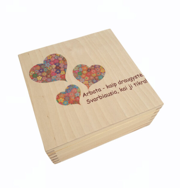 Wooden Tea Box ,,Arbata-kaip draugyste.,,