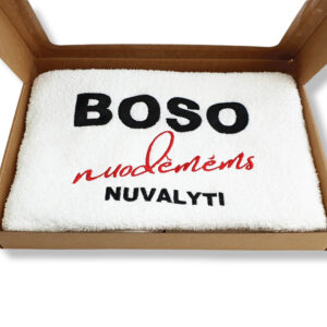 Towel with cardboard box ,,Boso nuodemems nuvalyti,,