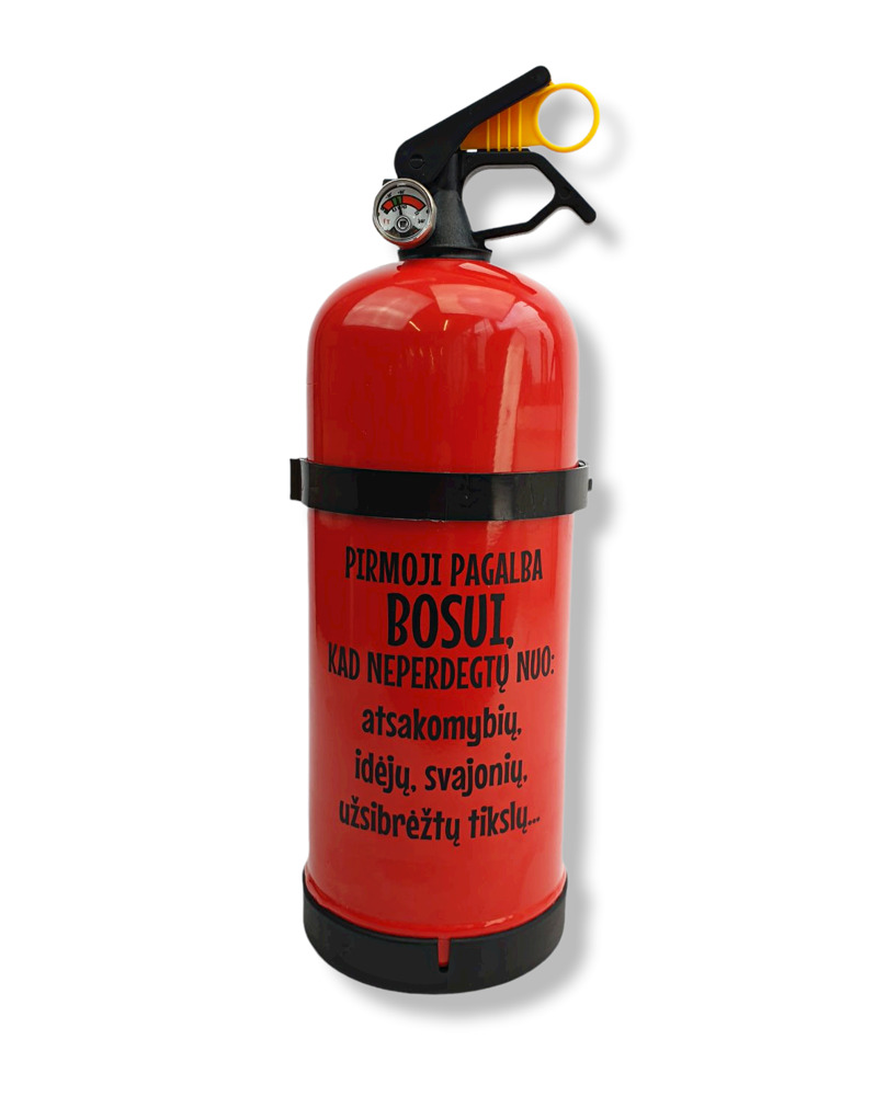 Fire Extinguisher with print ,,Pirmoji pagalba bosui,,