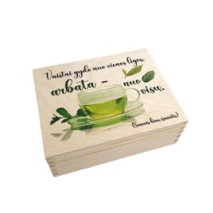 Wooden Tea Box ,,Vaistai gydo nuo vienos ligos..,,