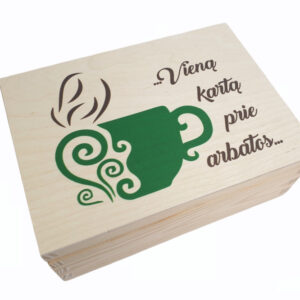 Wooden Tea Box ,,Viena karta prie arbatos..,,