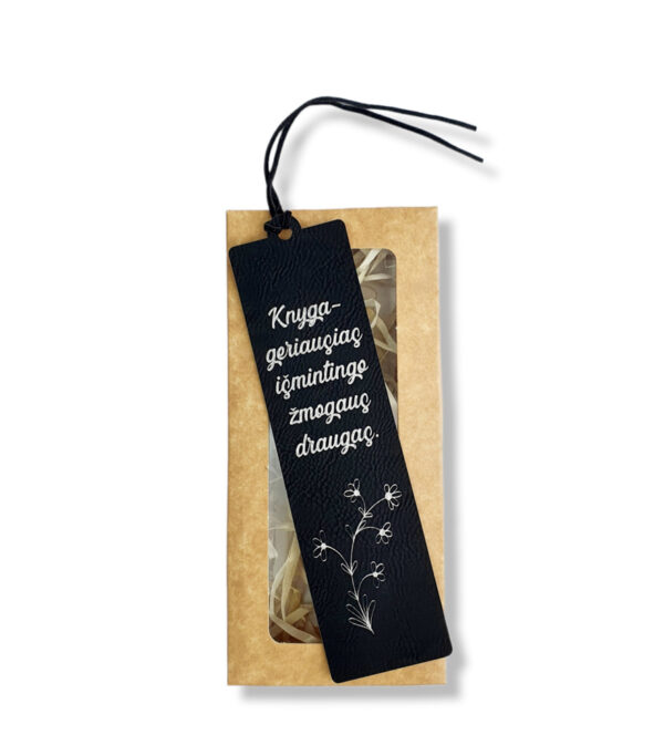 Leather Bookmark ,,Knyga-geriausias ismintingo zmogaus draugas,,